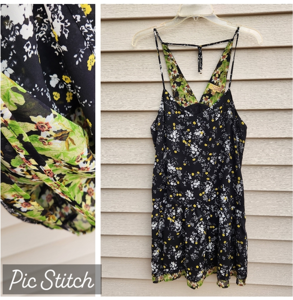 Vera Wang Princess Black Floral Mini Dress